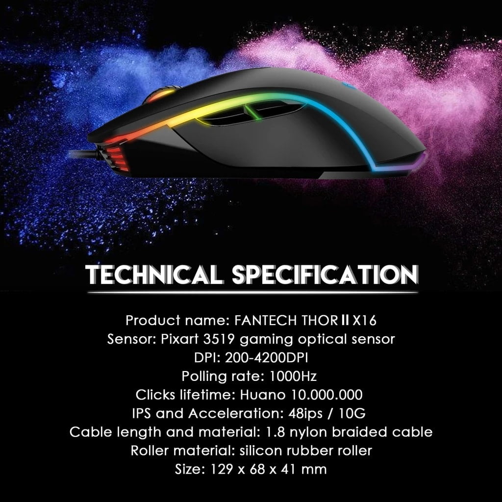 ماوس الألعاب Fantech THOR II X16 Macro RGB